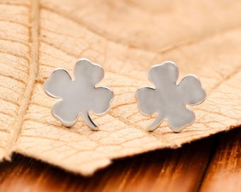 Sterling Silver Four Leaf Clover Stud Earrings: Lucky Shamrock Jewelry