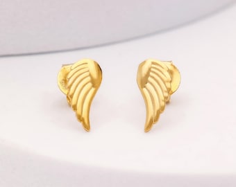 Dainty Angel Wing Stud Earrings: 925 Sterling Silver Minimalist Jewelry