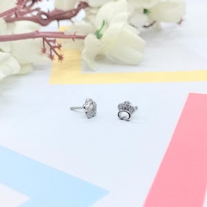 Crown Earrings 925 Sterling Silver CZ Diamonds  Princess Studs Dainty Earrings Minimalist Handmade Gift Studs with Push Back