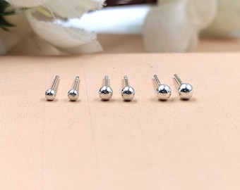 Sterling Silver Ball Stud Earrings Set – Minimalist Handmade Studs Earrings Size-2.5 mm