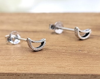 Sterling Silver Crescent Moon Stud Earrings, Celestial Jewelry