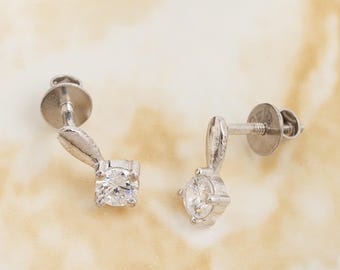 Sterling Silver Cubic Zirconia Drop Earrings: Minimalist Dangle Studs