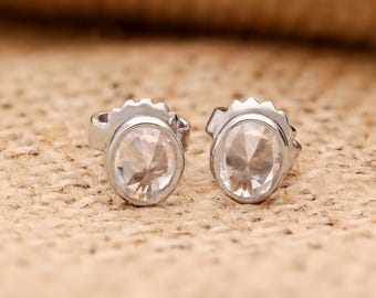 Sterling Silver CZ Stud Earrings: Classic Solitaire, Hypoallergenic
