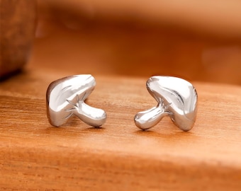 Sterling Silver Mushroom Stud Earrings: Nature-Inspired Jewelry