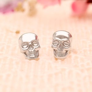 Halloween Earrings 925 Sterling Silver Skull Stud Earrings Gothic Punk Rock Jewelry for Men & Women Edgy Quirky Handmade Gift for Him Her