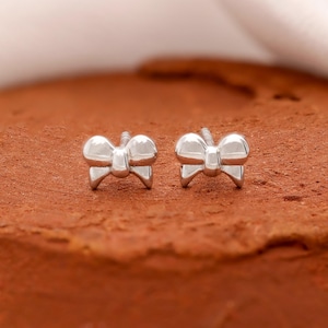 925 Sterling Silver Bow Stud Earrings Tiny Cute Ribbon Earrings Small Dainty Studs Girly Gift Jewelry Minimal Bow Knot Earrings