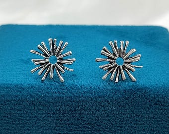 Sterling Silver Sunburst Stud Earrings, Minimalist Starburst Flower Studs, Everyday Dainty Jewelry Gift for Her, Hypoallergenic 925 Silver
