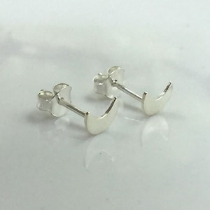 Halloween Sterling Silver Crescent Moon Stud Earrings: Minimalist Celestial Jewelry
