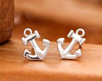 Sterling Silver Anchor Stud Earrings: Nautical Maritime Jewelry