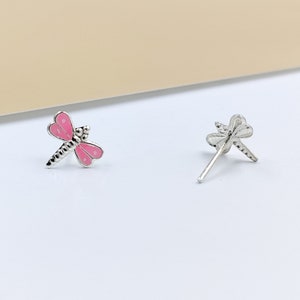 925 Sterling Silver Cute Bees Ear Studs Tiny Insects Kids Earrings Enamel Cartilage Ear Studs Girls Earrings Minimalist Handmade Gift