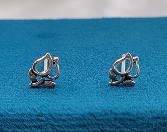 Sterling Silver Rose Stud Earrings, Floral Jewelry, Dainty Handmade Studs