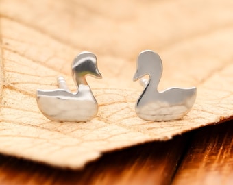 Sterling Silver Duck Stud Earrings: Whimsical Animal Jewelry