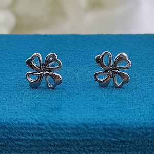 Clover Stud Earring Lucky Charm Studs 4 Leaf Clover Studs Clover Stud Flower Floral Cute Handmade Gift Studs Pushback 925 Sterling Silver