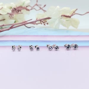 Sterling Silver Cubic Zirconia Stud Earrings: April Birthstone Set