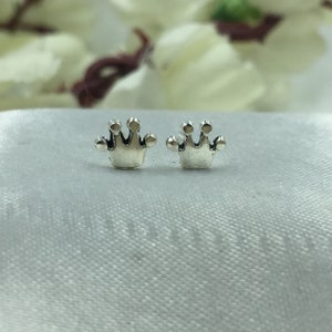 Sterling Silver Crown Stud Earrings: Handmade Princess Jewelry