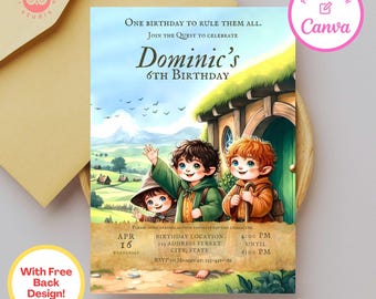 Fantasy Birthday Invitation: Woodland Party Template (Canva Editable)
