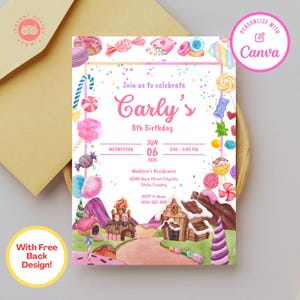 Candyland birthday invitations, candyland invite, candy, candy invitation, birthday party invitation template digital download, invitation