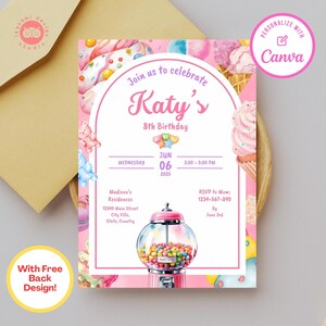 Candyland birthday invitations, candyland invite, candy, candy invitation, birthday party invitation template digital download, invitation