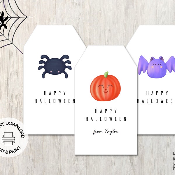 Halloween Favor Tags, Printable Tags, Kids Halloween, Classroom Favors, Preschool Halloween, Editable, Instant Download