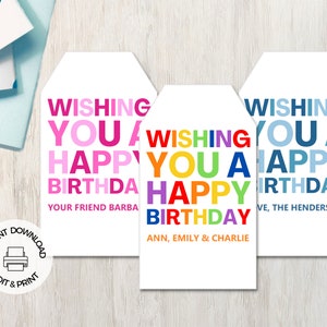Druckbare Geburtstag Tags, alles Gute zum Geburtstag Geschenkanhänger, sofortiger Download, bearbeitbare druckbare
