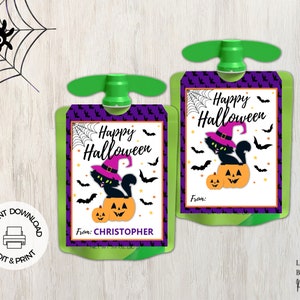Halloween Favor Tags Printable, Applesauce Tags, Kids Halloween, Classroom Favors, Preschool Halloween, Editable, Instant Download
