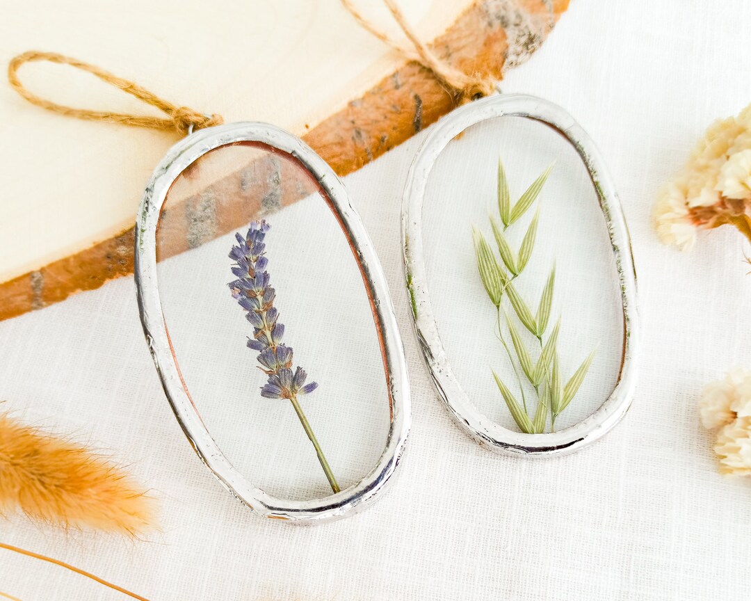 Small Pressed Flower Stained Glass Frame Mini Pressed Flower Etsy