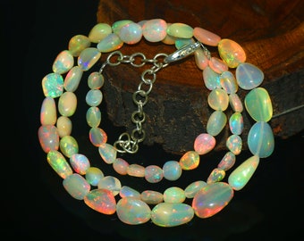 Ethiopian Opal Nugget Bead Necklace - AAA+ Fire Opal Jewelry