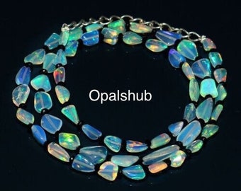 Ethiopian Opal Tumble bead Necklace. Fire opal bead necklace. Opal tumble necklace. Fire Opal smooth bead necklace. Welo Opal bead necklace.