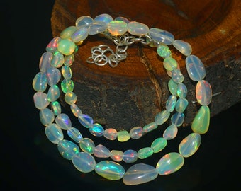 Ethiopian Opal Nugget Bead Necklace - Fire Opal Jewelry