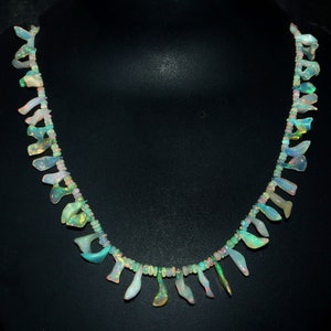 Natural Opal Necklace, Fire Opal Beads Necklace, Opal Beaded Necklace, White Opal Necklace, Ethiopian Opal Necklace, Fancy Opal Jewellery.