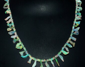Ethiopian Opal Beads Necklace: Natural Fire Opal Jewellery