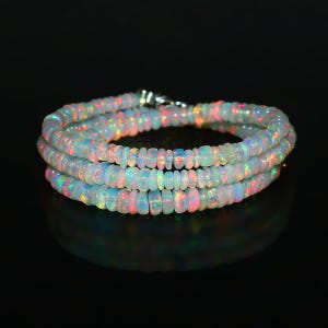 Ethiopian Opal Bead Necklace : Fire Opal Rondelle Jewelry