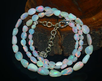 Ethiopian Opal Nugget Bead Necklace - Fire Opal Jewelry