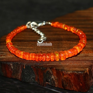 Orange Opal Bracelet: 925 Sterling Silver Ethiopian Rondelle Beads
