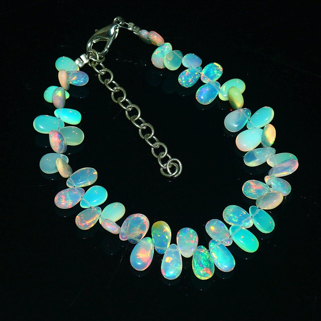 Opal Drops Bracelet, Opal Bracelet, Fire Opal Bracelet, Opal Almonds