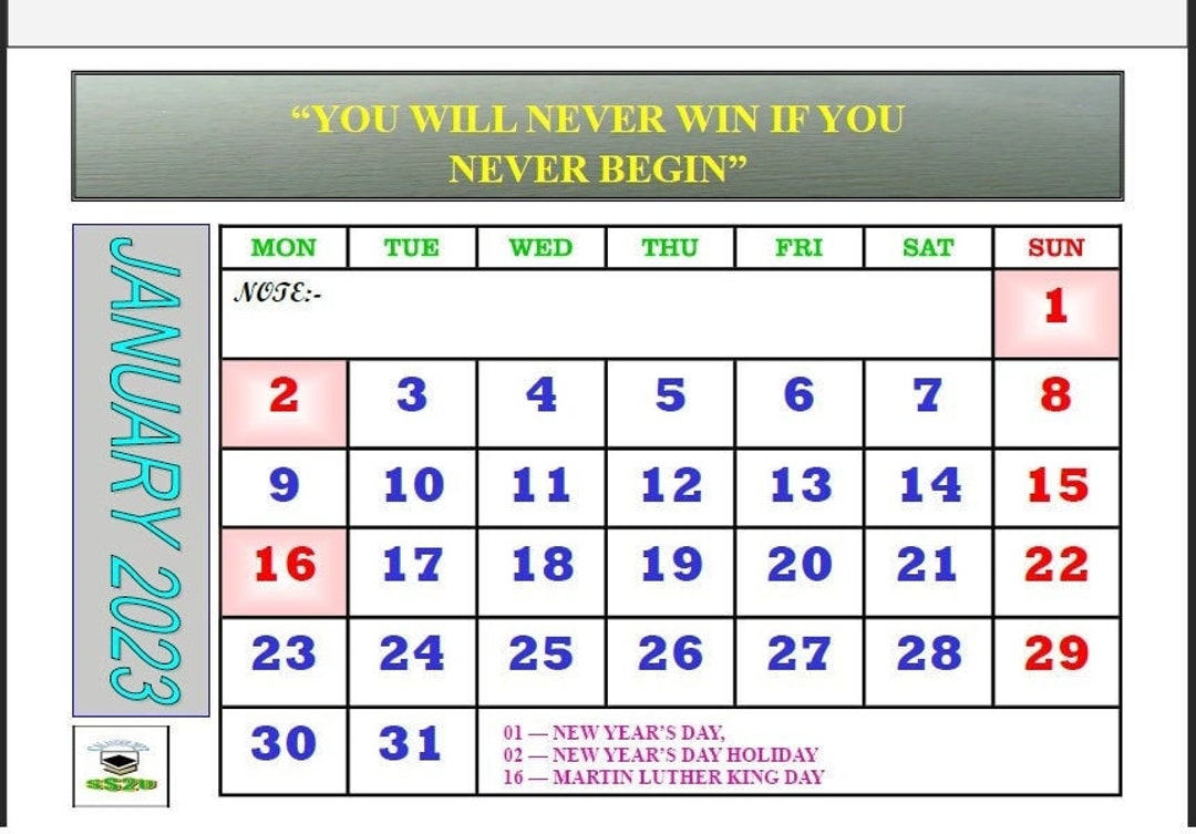 Motivational Quotes Calendar 2023 Digital Version Calendar Etsy