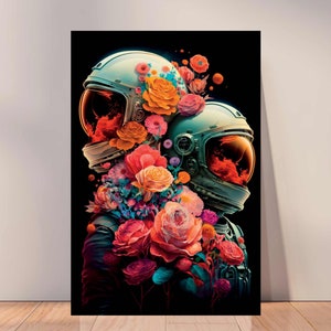 Astronaut Paar Leinwand Wandkunst, Astronaut Liebe im Weltraum Poster Kunst, digitaler Download