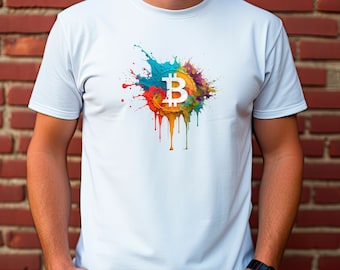 Colorful Bitcoin Logo Digital Download, Crypto Cool Shirt, blockchain trader gifts