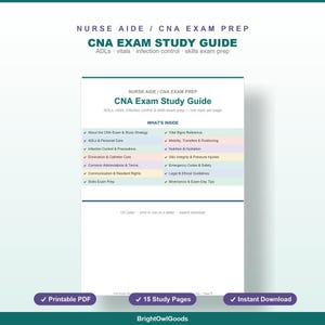 Guida di studio per l'esame CNA con 32 domande di pratica, flashcard, esame scritto e pratico combinati, download immediato.
