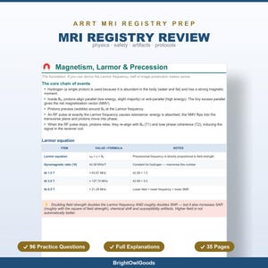 MRI Registry Review, MRI Study Guide for the ARRT Exam with 132 Practice Questions and Full Answer Explanations, Instant Download