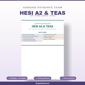 Guida di studio HESI A2 e TEAS con 32 domande di pratica, flashcard, entrambi gli esami insieme, matematica, lettura e scienze.