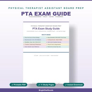 PTA-Prüfungsvorbereitungsleitfaden mit 27 Übungsfragen, Karteikarten, Datenerfassung für alle Systeme und NPTE-Prüfungsvorbereitung, sofortiger Download