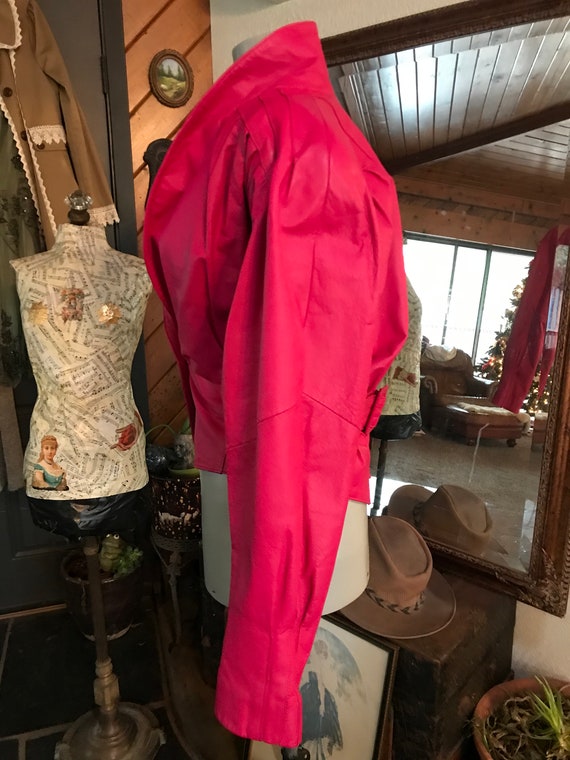 1980’s Vintage Chia Hot Pink leather jacket - image 2