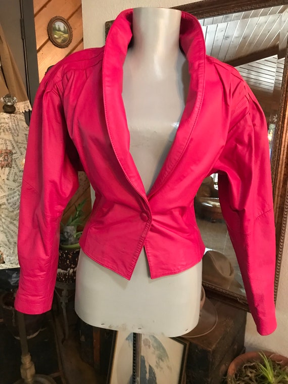 1980’s Vintage Chia Hot Pink leather jacket - image 1