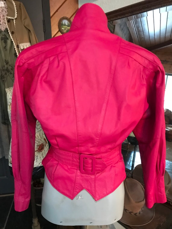 1980’s Vintage Chia Hot Pink leather jacket - image 3