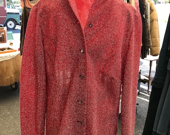 1970’s red and silver metallic blouse