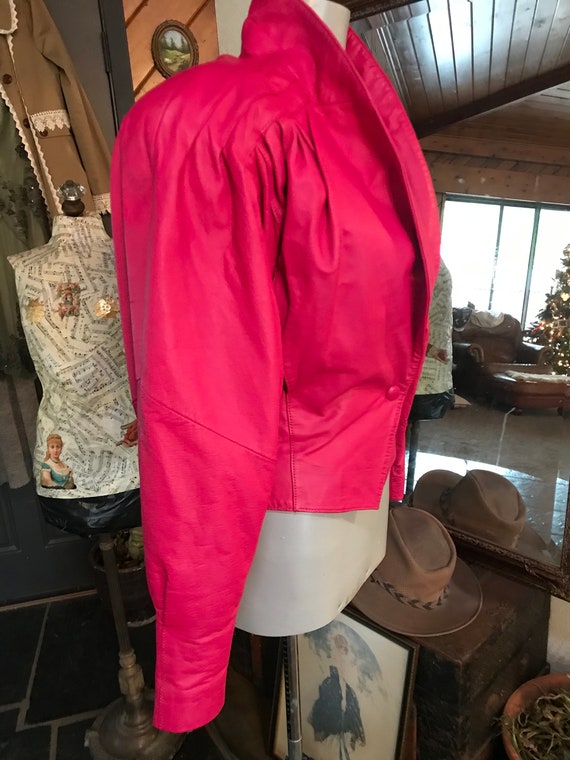 1980’s Vintage Chia Hot Pink leather jacket - image 4