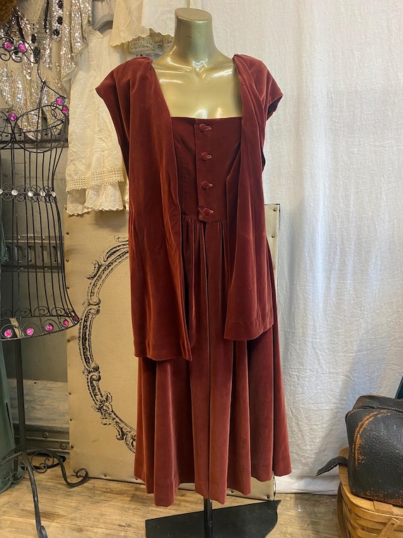 velvet rust dress Plus Size Mini day comfort Rust Velvet Two Piece Set