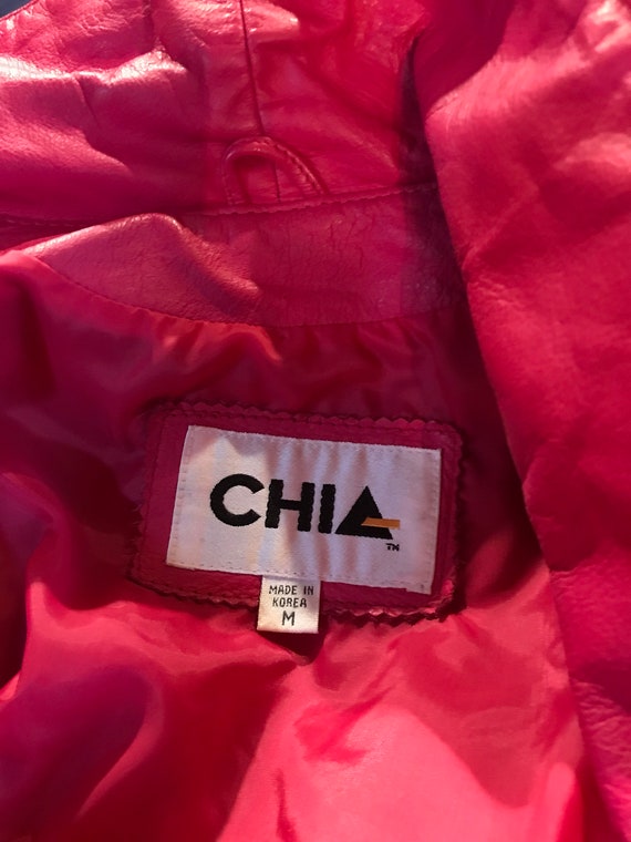 1980’s Vintage Chia Hot Pink leather jacket - image 5
