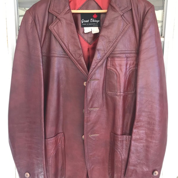 Vintage mens Oxblood leather blazer, sz.40